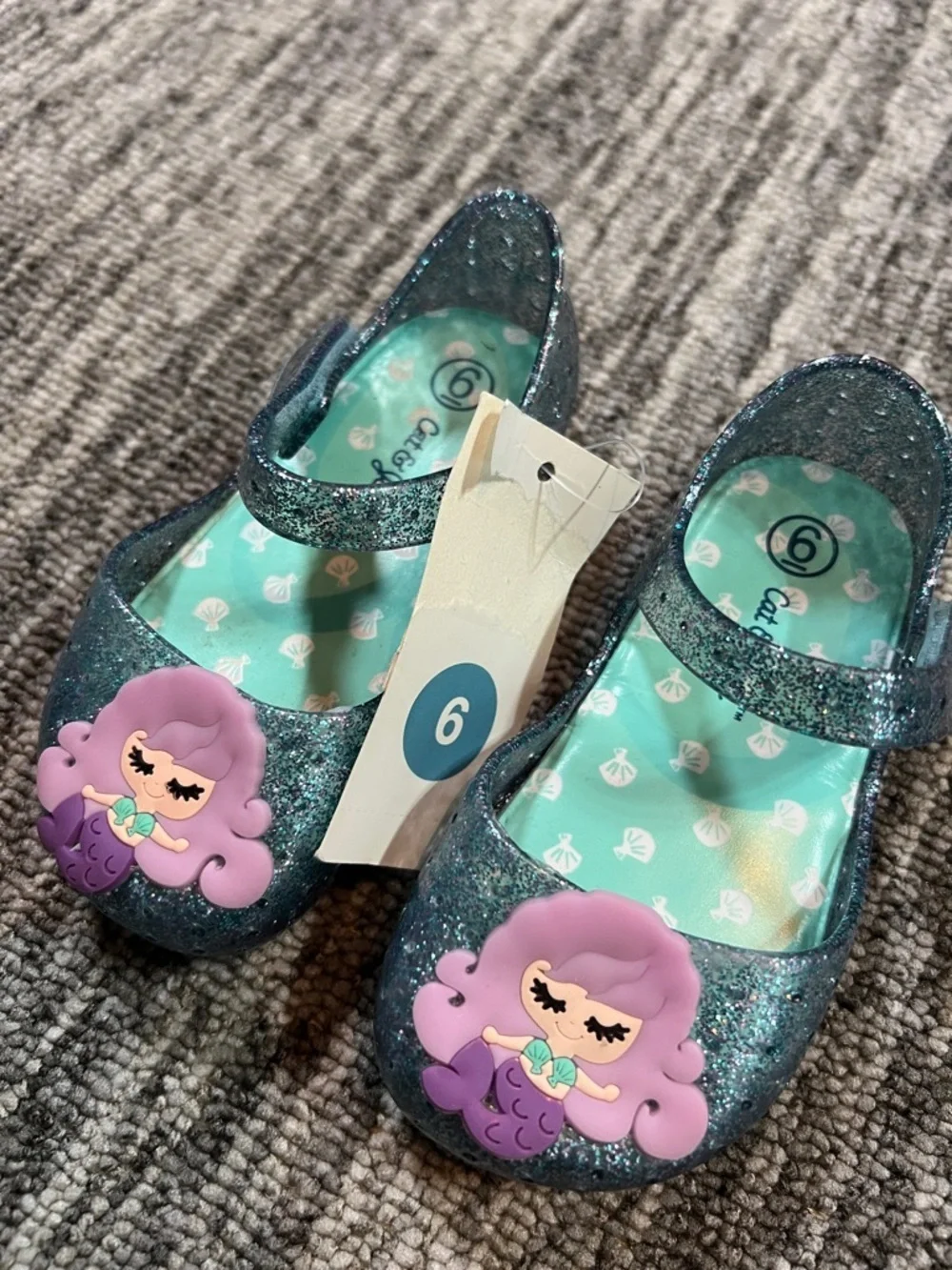 Cat & Jack - Kids Glitter Mermaid Mary Jane Shoes Size 6